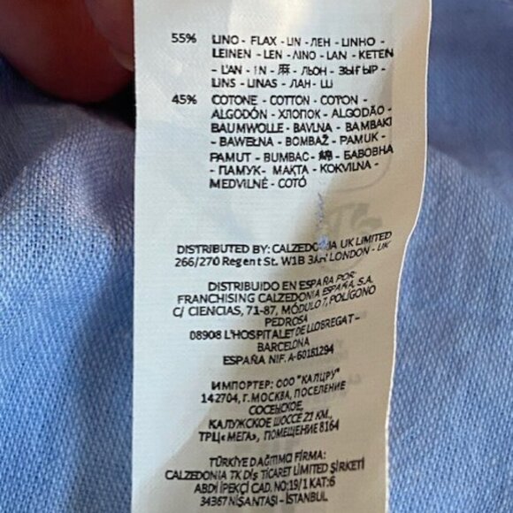 INTIMISSIMI Uomo Light Blue Linen/Cotton Button Up Shirt XL - Picture 11 of 14